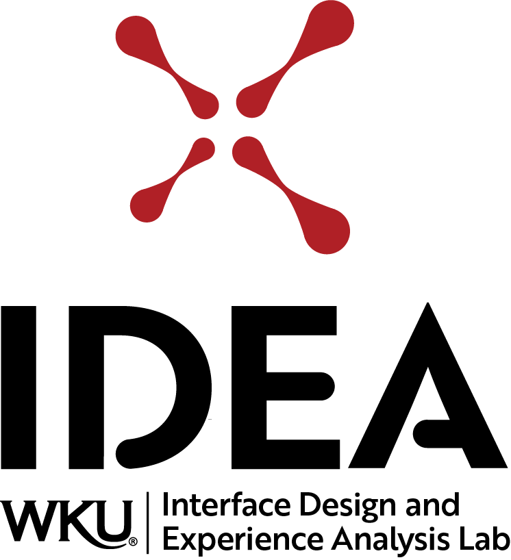 Logo for the IDEA Lab, featuring a red, dynamic decorative abstract shape.